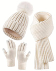 Women's Cozy Hat Scarf Gloves