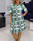 Round Neck Plaid Dress