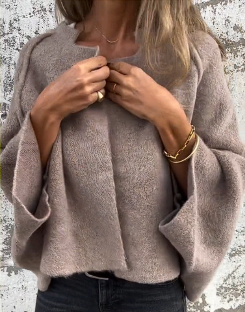 Neutral Draped Knit Top