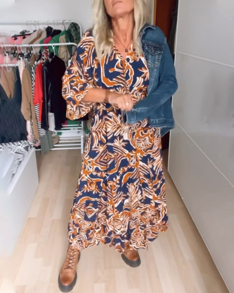 Flowy Printed C with V-Neckline