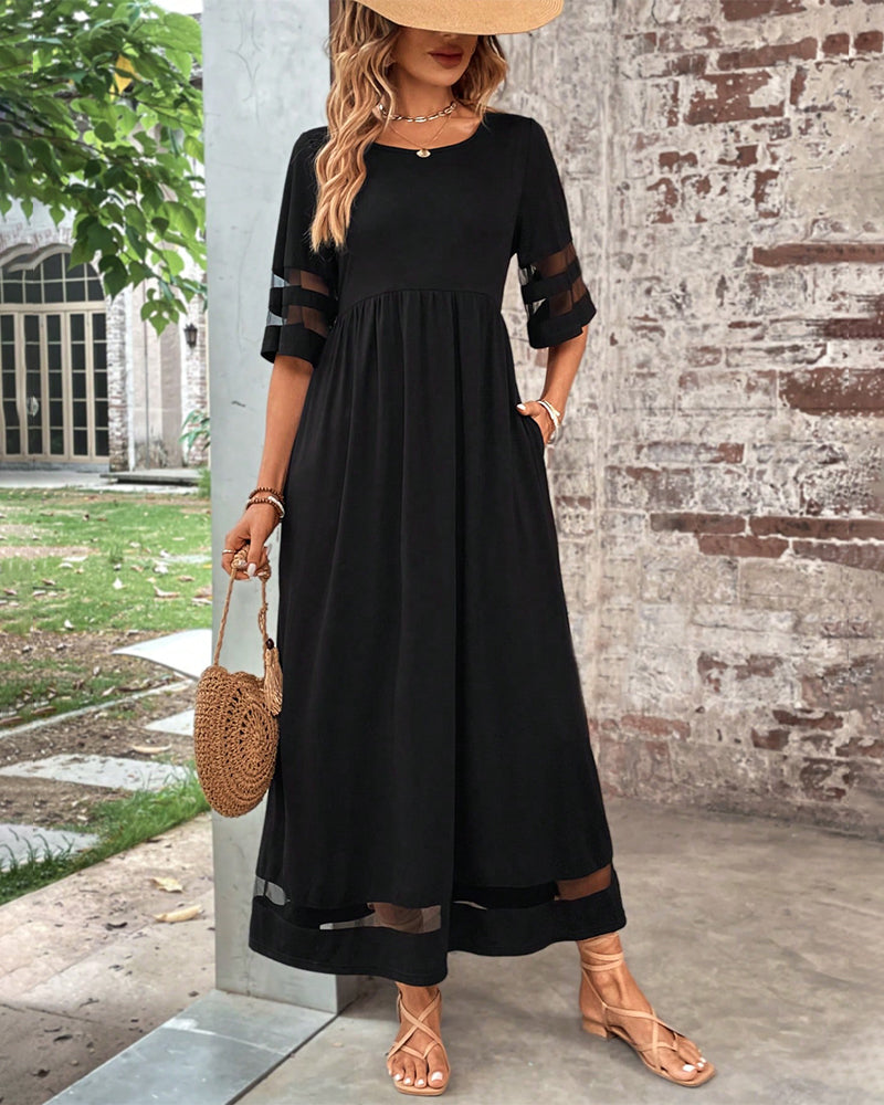 Elegant Dress Mid-Sleeve Casual Crew Neck