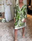 Retro print v-neck casual dress