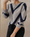 Geometric-Print Crew Neck Sweater
