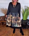 Casual Printed Long-Sleeved Dress