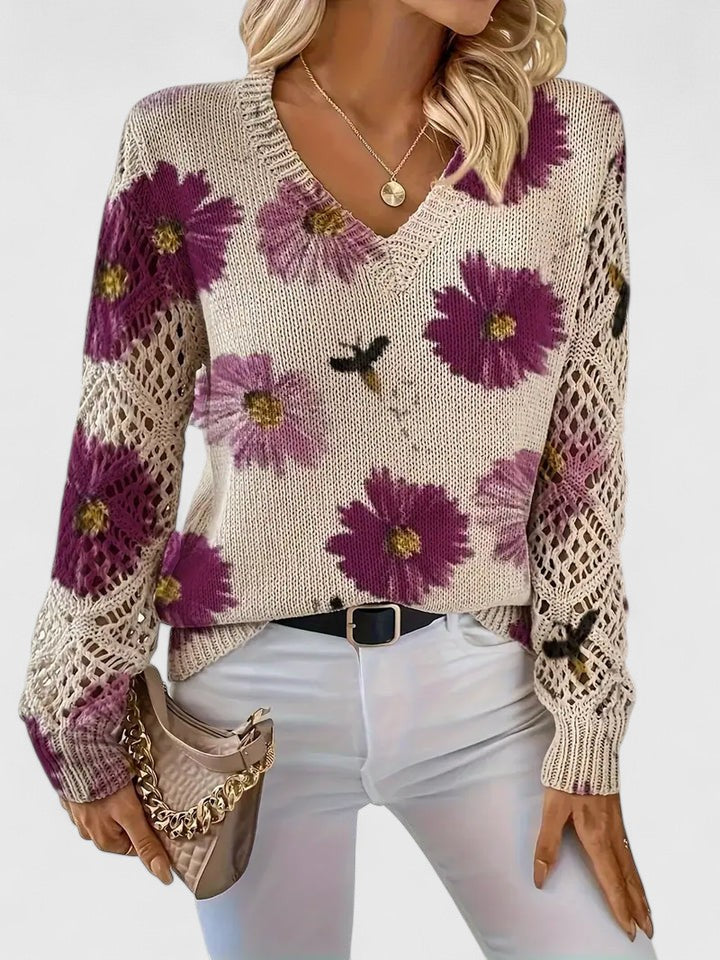 Elegant Floral Lightweight Sweater