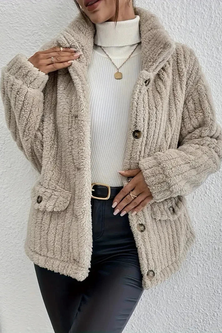 Double-Sided Velvet Button Cardigan