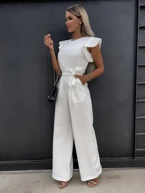 Women's Jumpsuit with Ruffled Sleeves