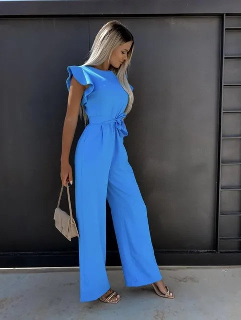 Women's Jumpsuit with Ruffled Sleeves
