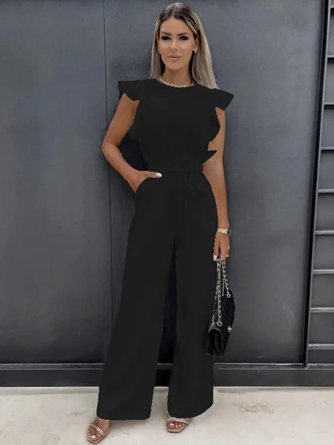 Women's Jumpsuit with Ruffled Sleeves