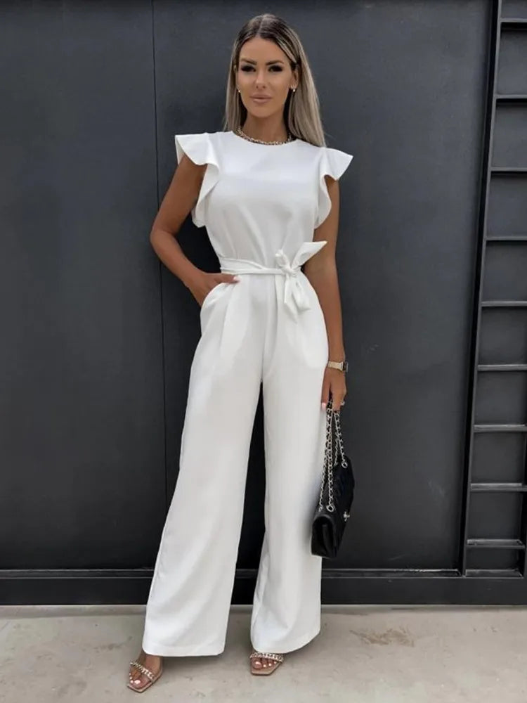 Women's Jumpsuit with Ruffled Sleeves