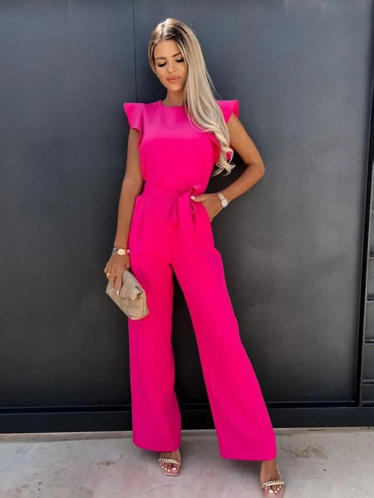 Women's Jumpsuit with Ruffled Sleeves