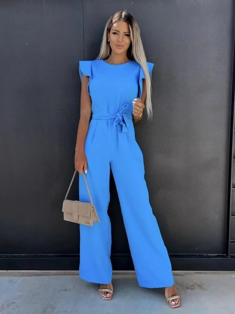 Women's Jumpsuit with Ruffled Sleeves