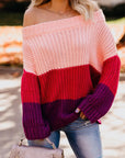 Women's Off Shoulder Casual Long Sleeve Sweater