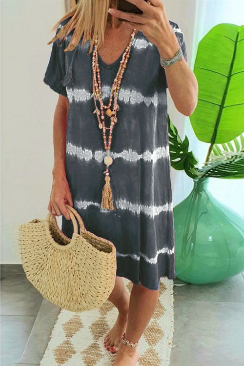Tie-Dye Short-Sleeved Dress
