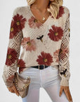 Elegant Floral Lightweight Sweater