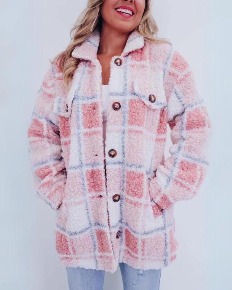 Cozy Checkered Polar Fleece Jacket
