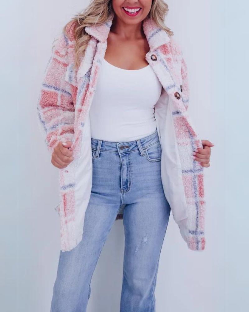 Cozy Checkered Polar Fleece Jacket