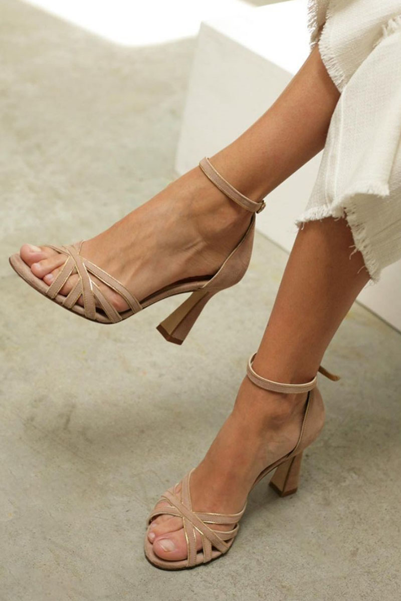 Comfortable Open Toe Strap Heels