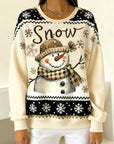 Long-Sleeved Snowman Print Sweatshirt