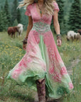 Elegant Maxi Dress With Floral Shades