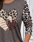 Round Neck Leopard Print Long-Sleeved Top