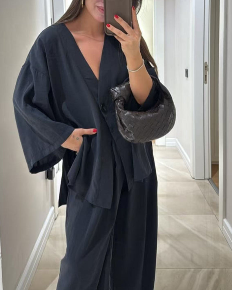 Comfortable V-Neck Casual Two-Piece Set