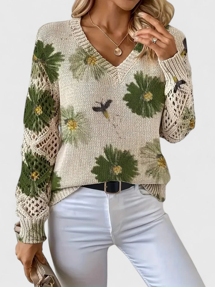 Elegant Floral Lightweight Sweater