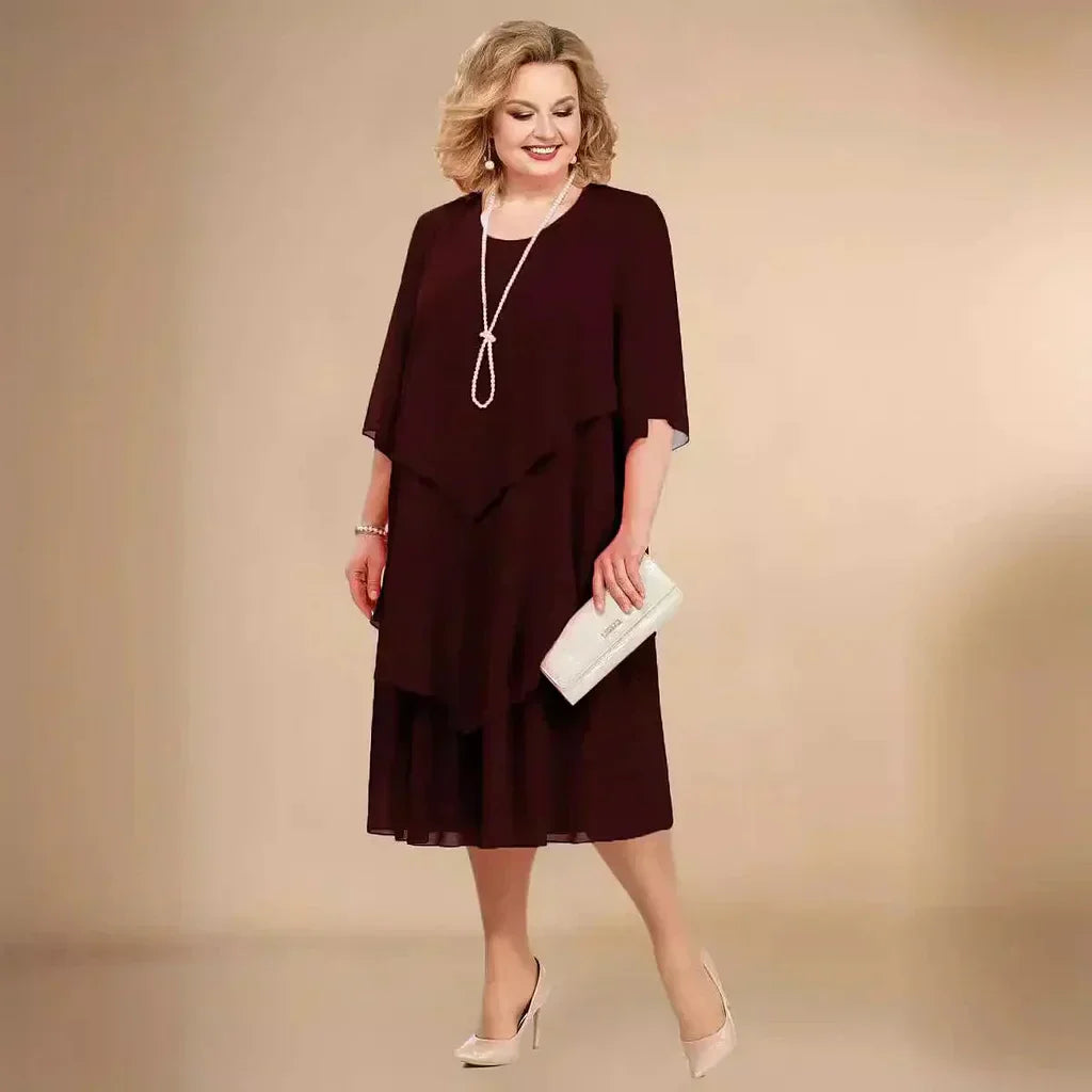 Refined Drape Midi Style Dress