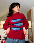 Playful Fish Print Knit Sweater