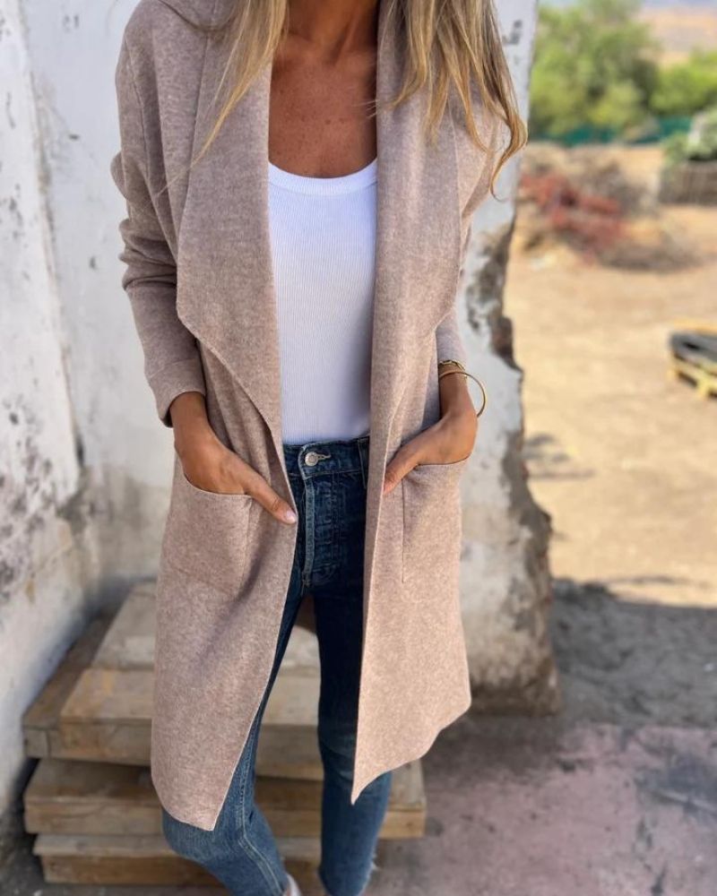 Casual Open Lapel Knit Jacket