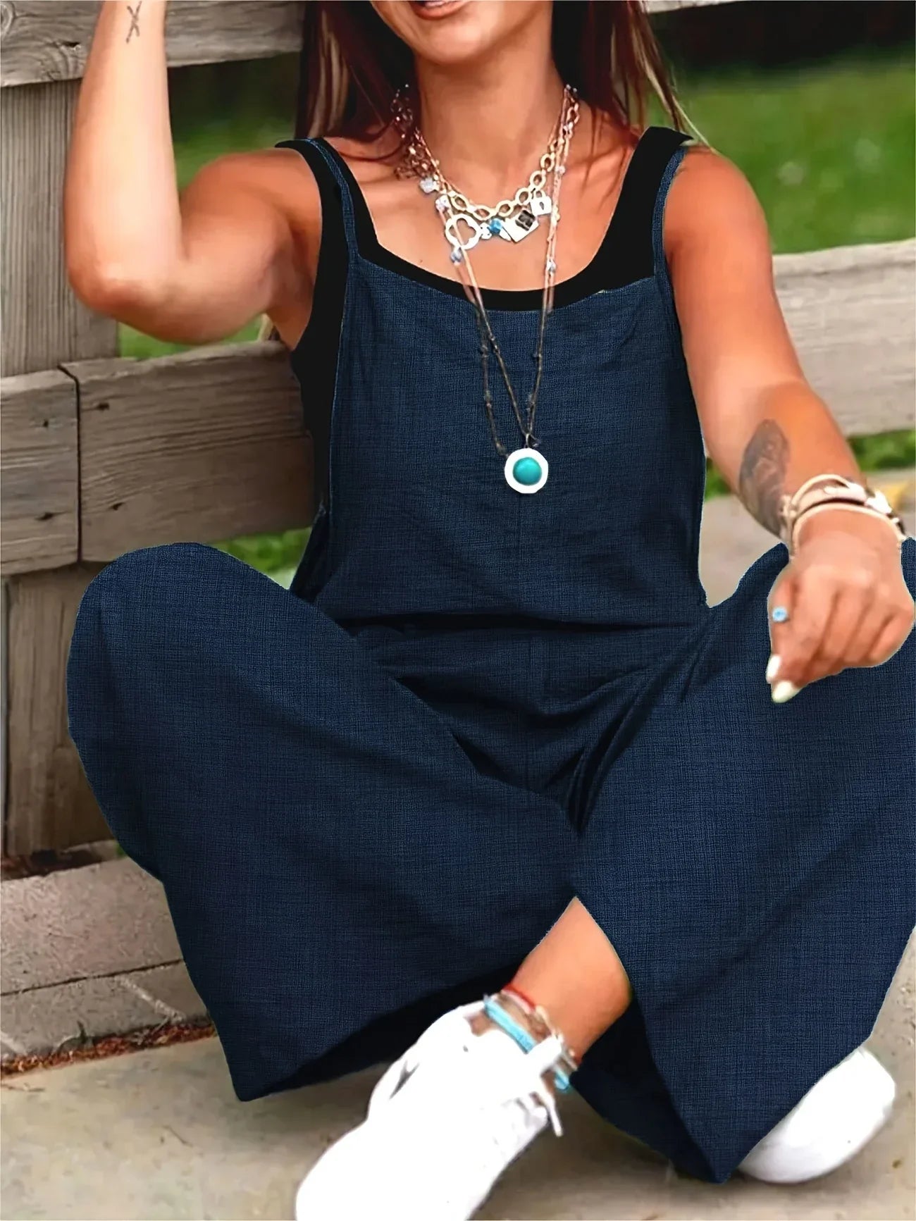 Casual Wide Leg Overalls With Pockets