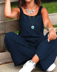 Casual Wide Leg Overalls With Pockets