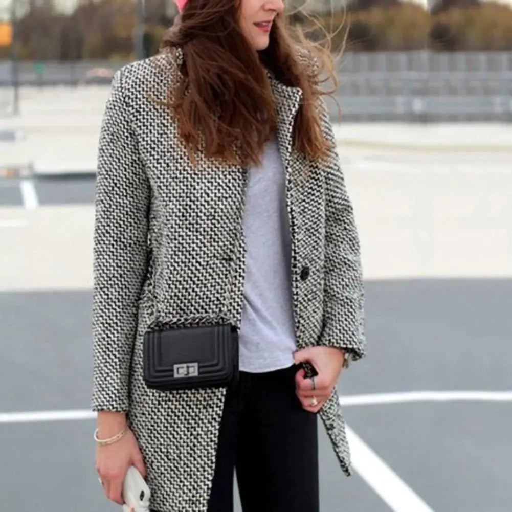 Full-Length Wool Coat with Lapels