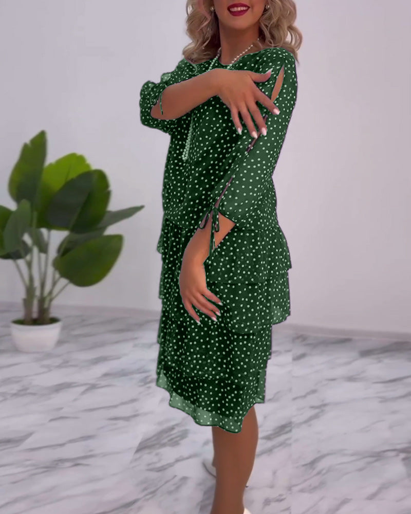 Polka Dot Print Layered Dress