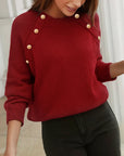 Button-Down Crew Neck Sweater