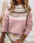 Long Sleeve Printed Pullover Sweater