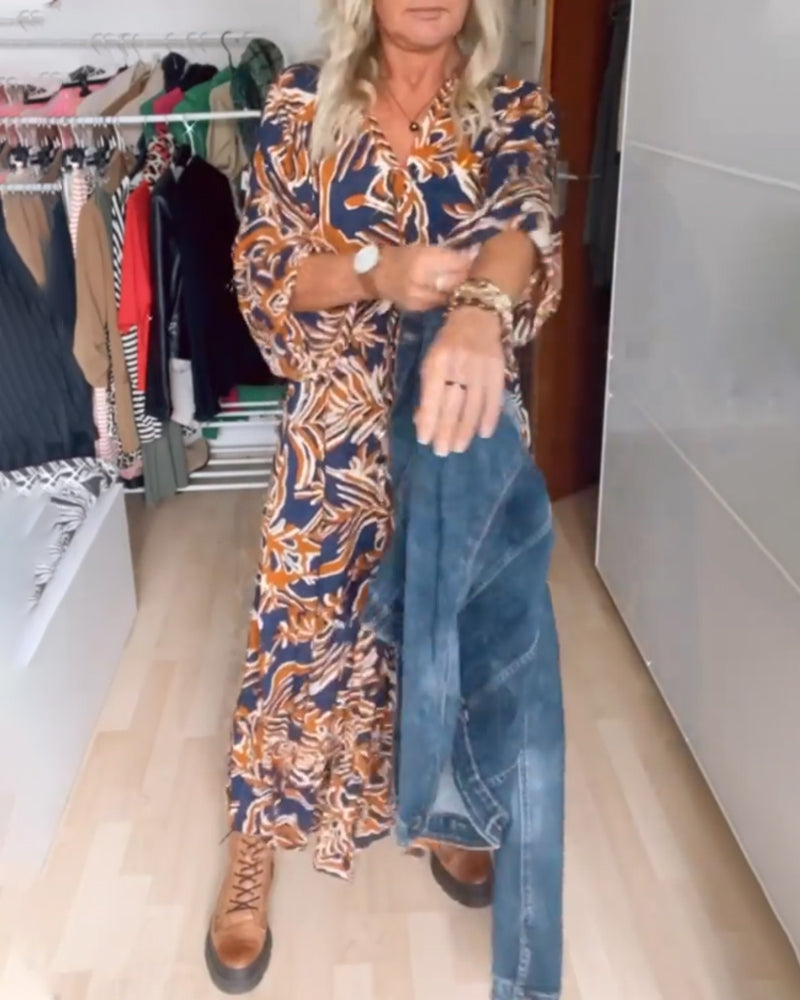 Flowy Printed C with V-Neckline