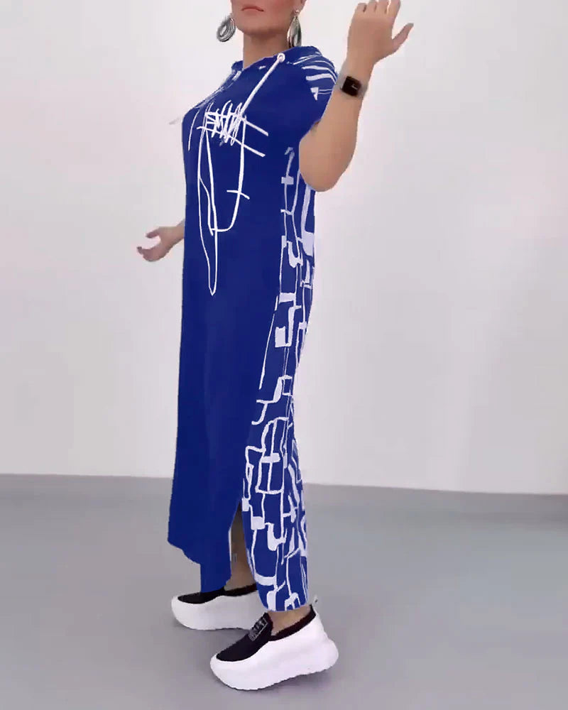 Half-Zip Loose Contrast Dress
