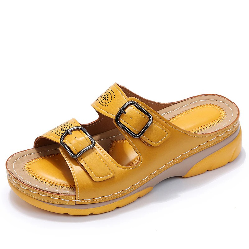 Comfort Fit Leather Sandals with Orthopedic Cushioning