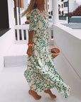 Printed v-neck loose dress