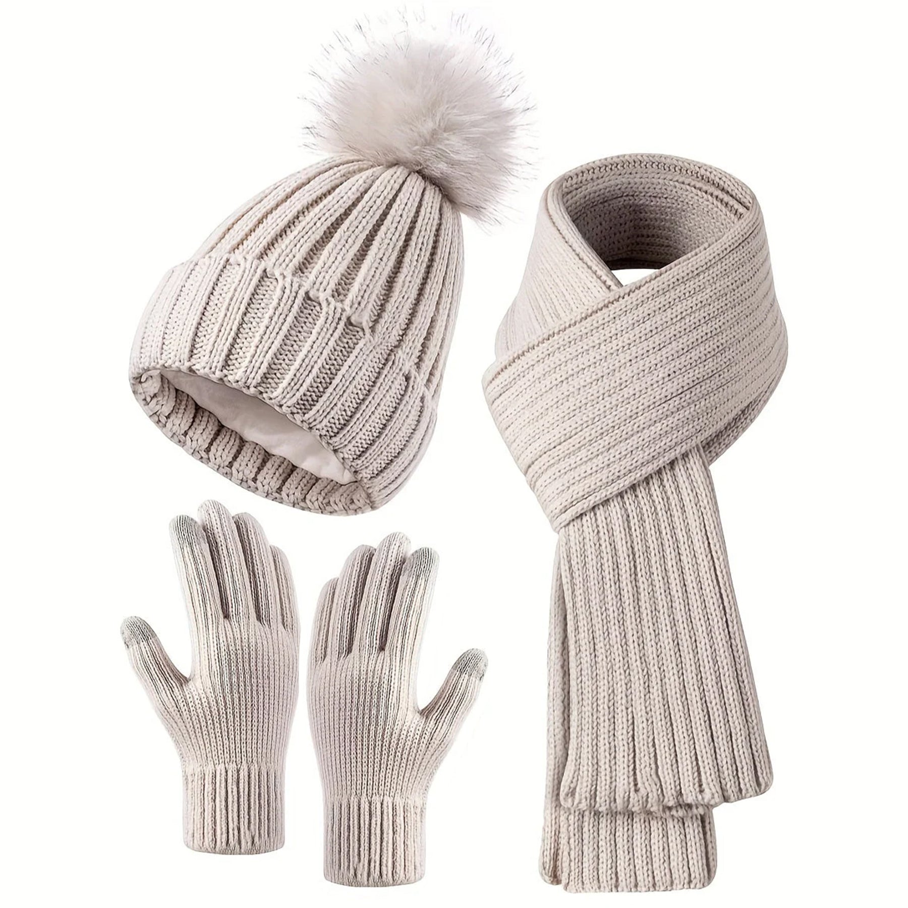 Women's Cozy Hat Scarf Gloves