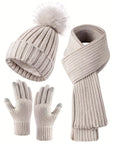 Women's Cozy Hat Scarf Gloves