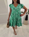 V-neck floral sleeveless midi dress