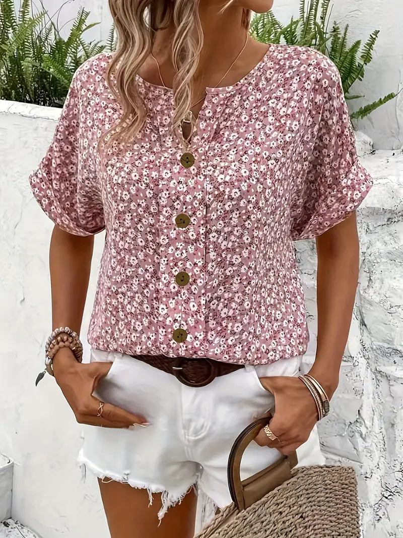 Effortless Floral Button-Up Top
