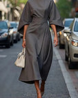 Elegant dress With Cap Sleeves and Belt