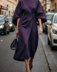 Elegant dress With Cap Sleeves and Belt
