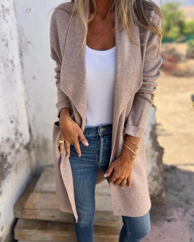 Casual Open Lapel Knit Jacket