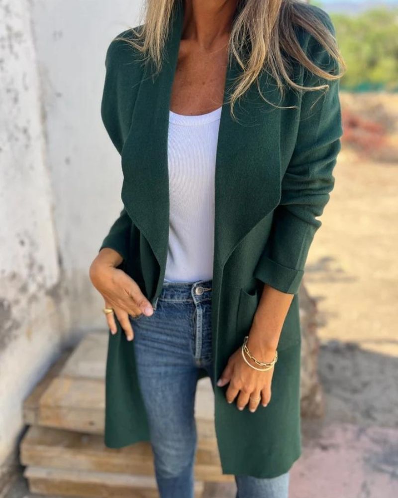 Casual Open Lapel Knit Jacket