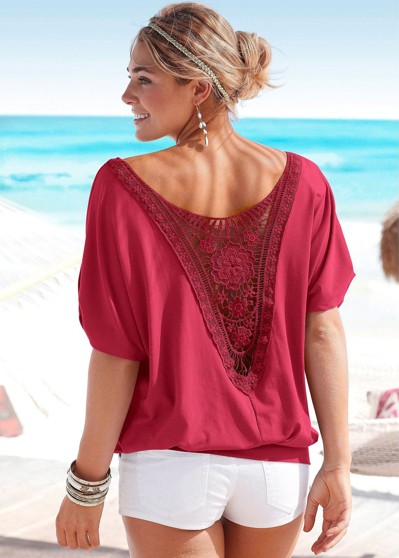Loose Fit Hollow Floral Summer Shirt