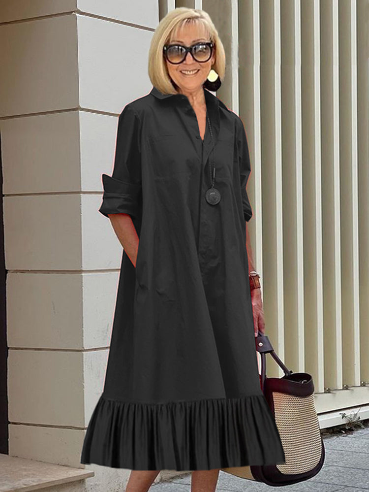 Black Loose Long Sleeve Dress